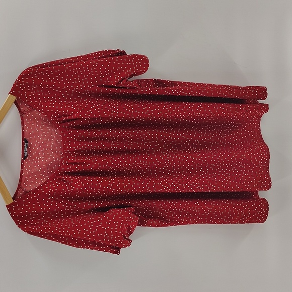 Bloomchic Polka Dot Pleated Round Neck Puff Sleeve Blouse Size 18 20 - Picture 1 of 8